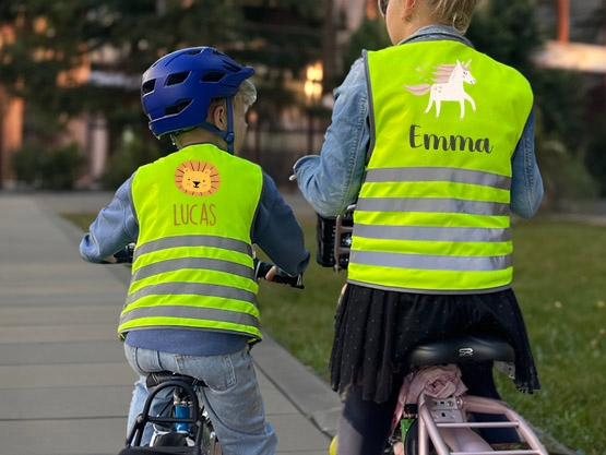 Fluorescent safety vest child with name - Theme