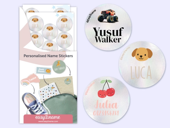 Reflective Name Stickers - Theme