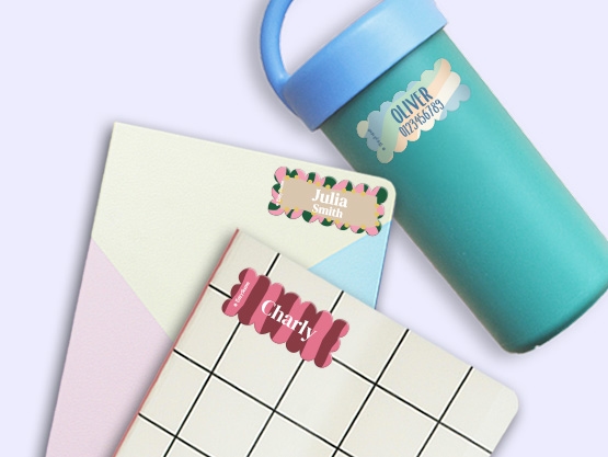 Wave Design Name Stickers