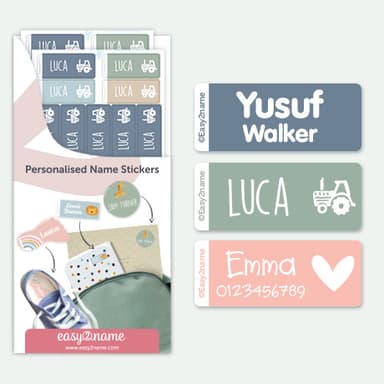 Large Stick On Name Labels (for Equipment) – multicolour