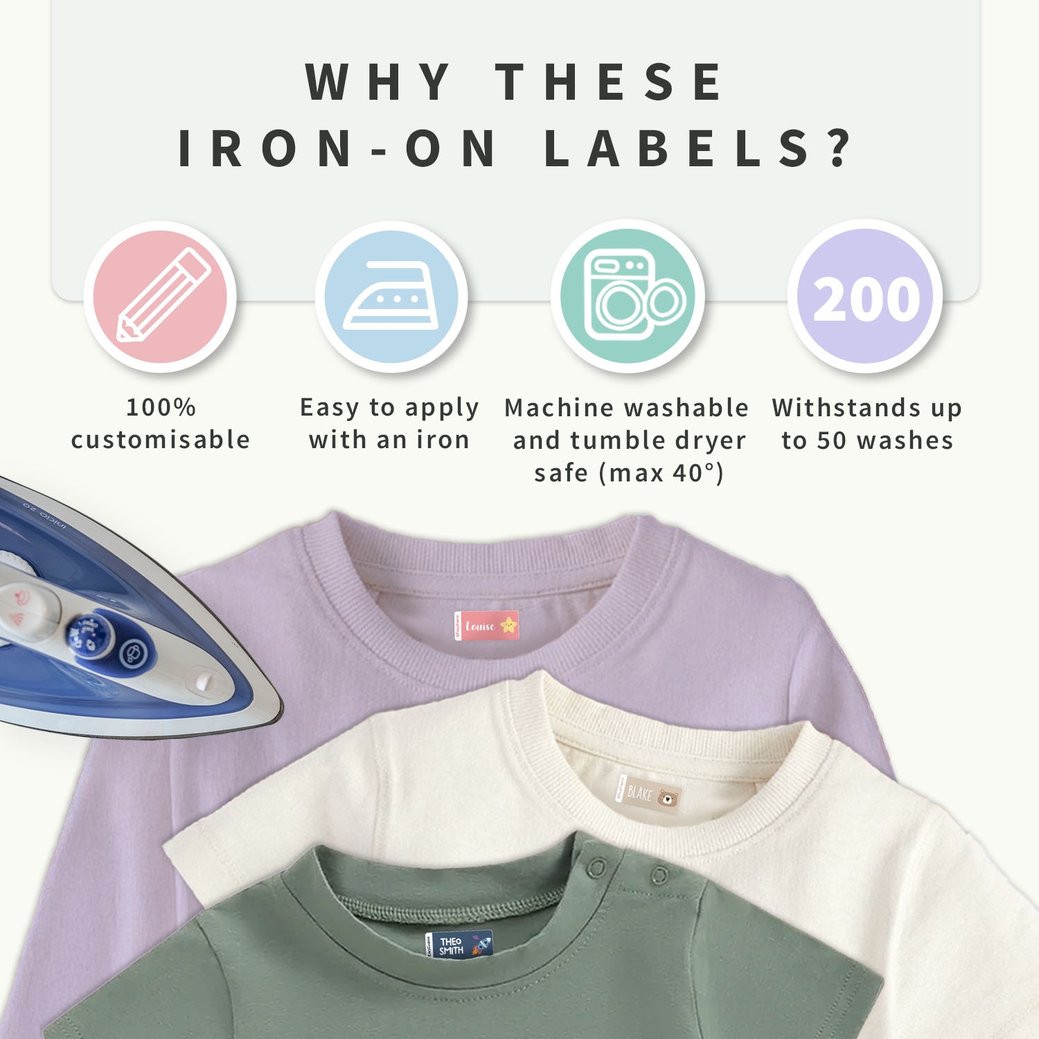 Colourful Iron-on Labels