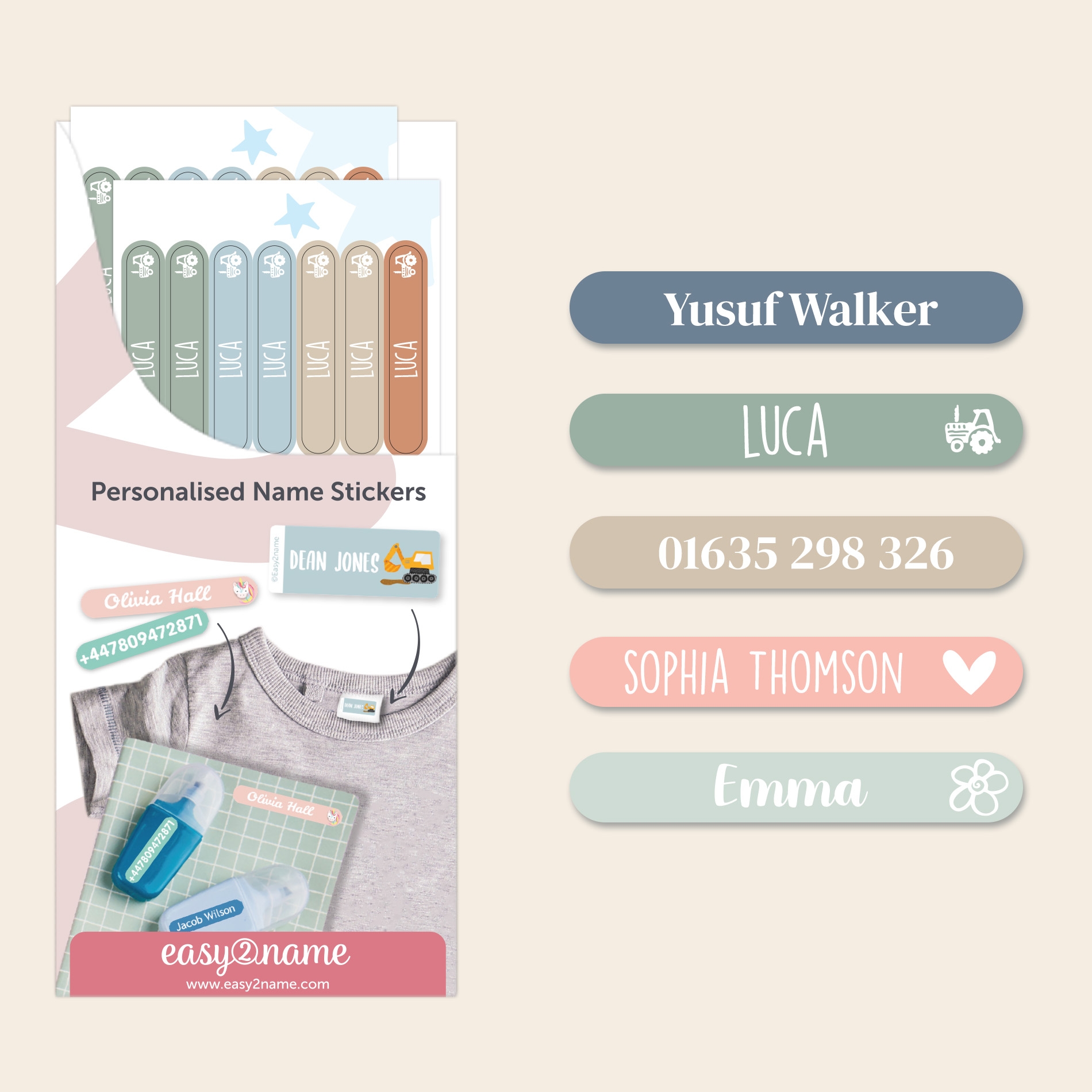 Mini Name Stickers – Multicolour