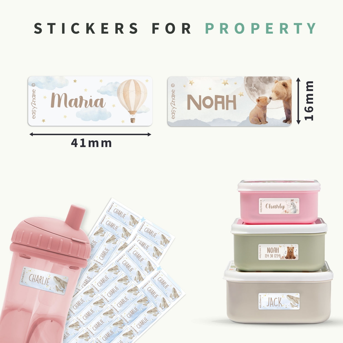 Small Watercolour Name Stickers