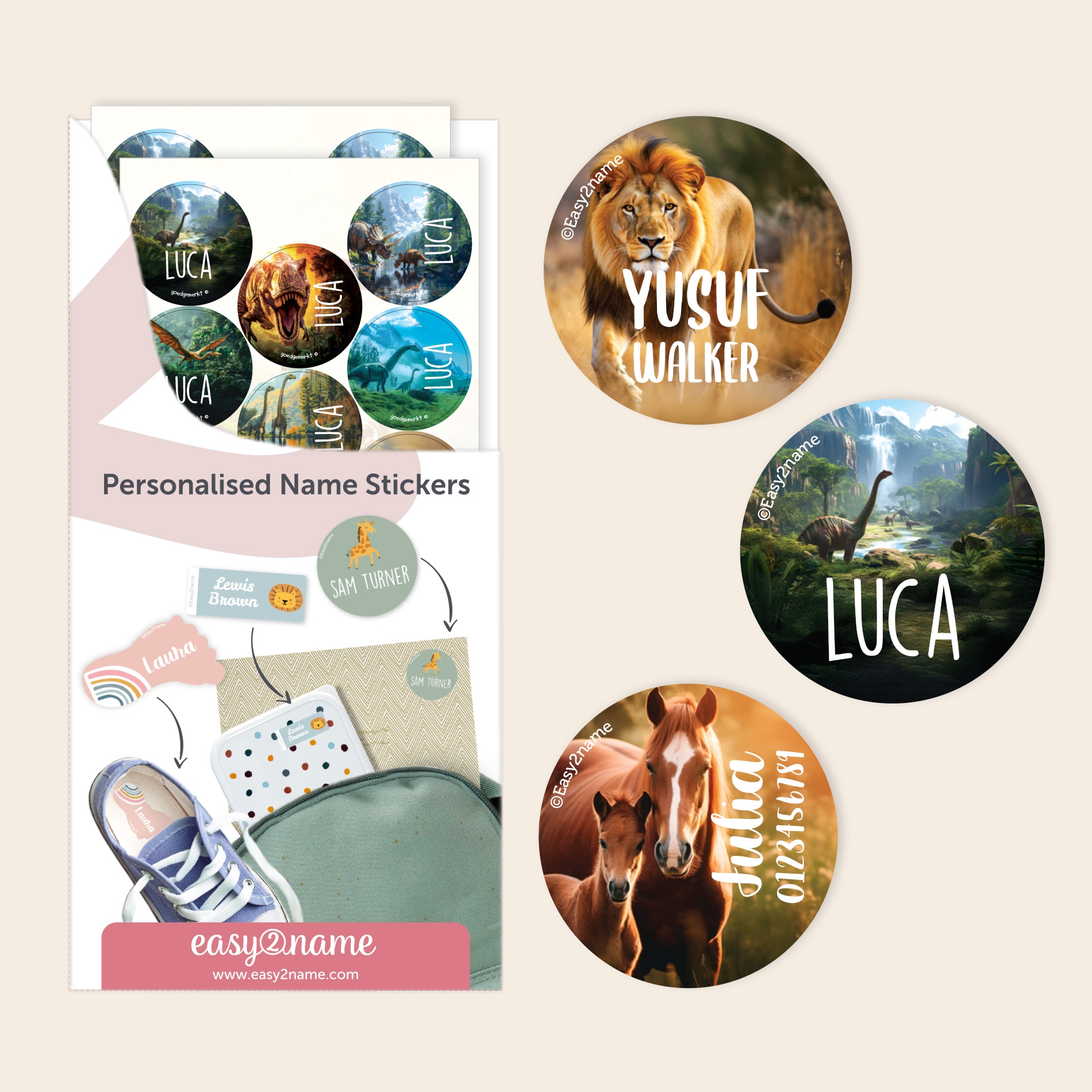 Round Name Stickers - Real World