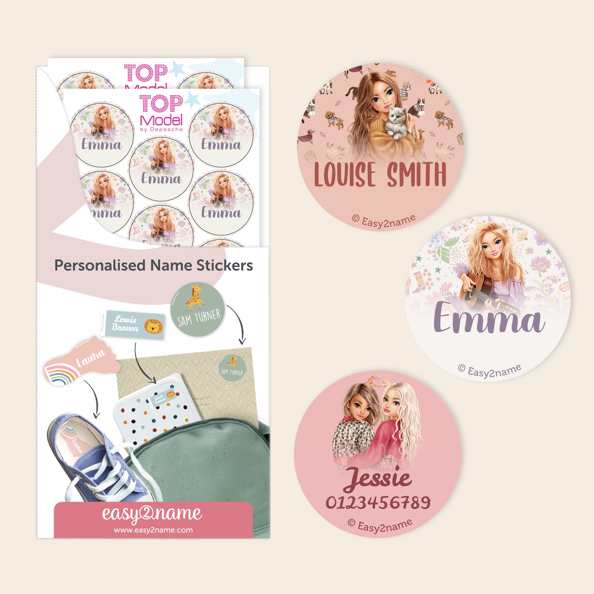 Round Name Stickers - Topmodel