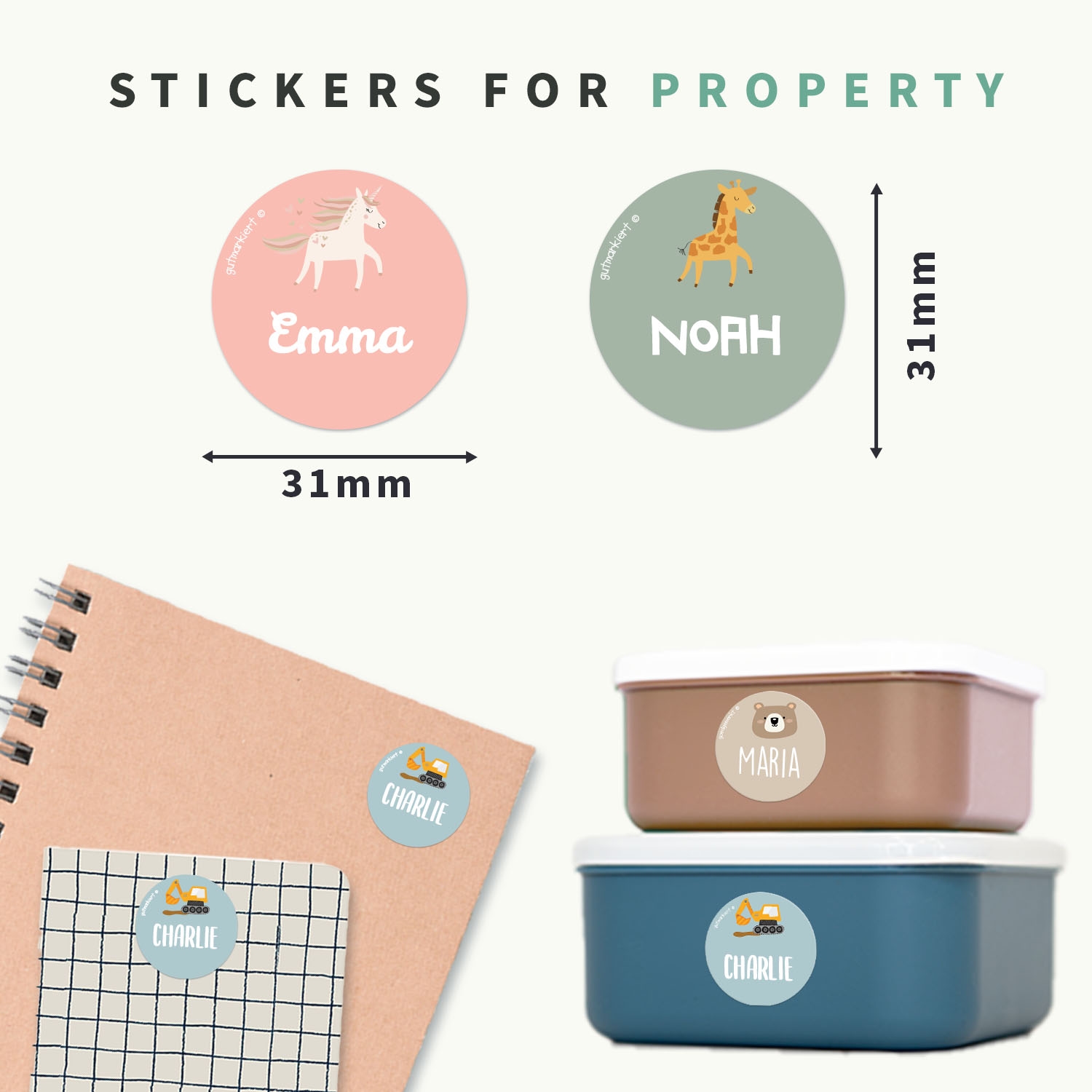 Round Name Stickers - Theme