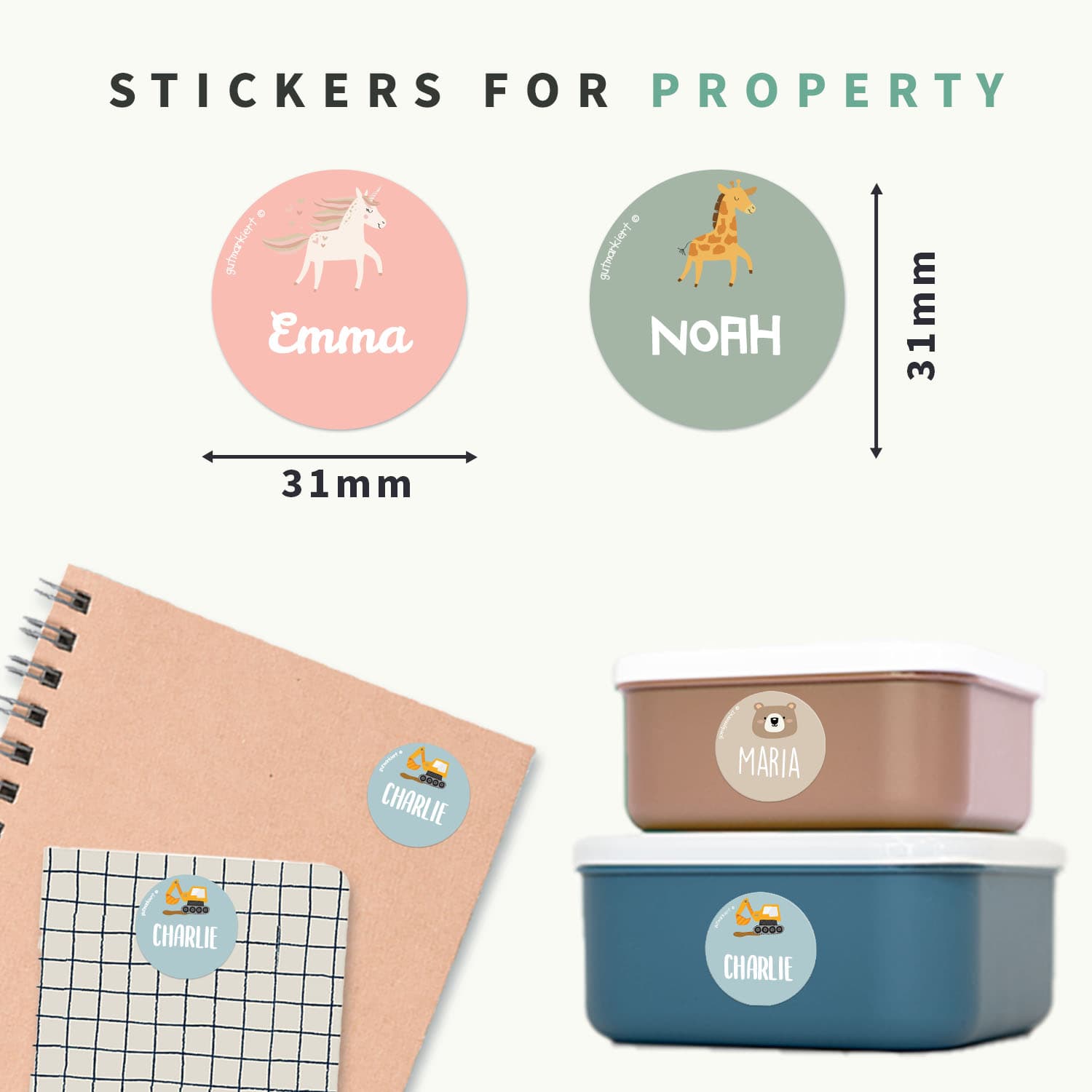 Round Name Stickers - Theme