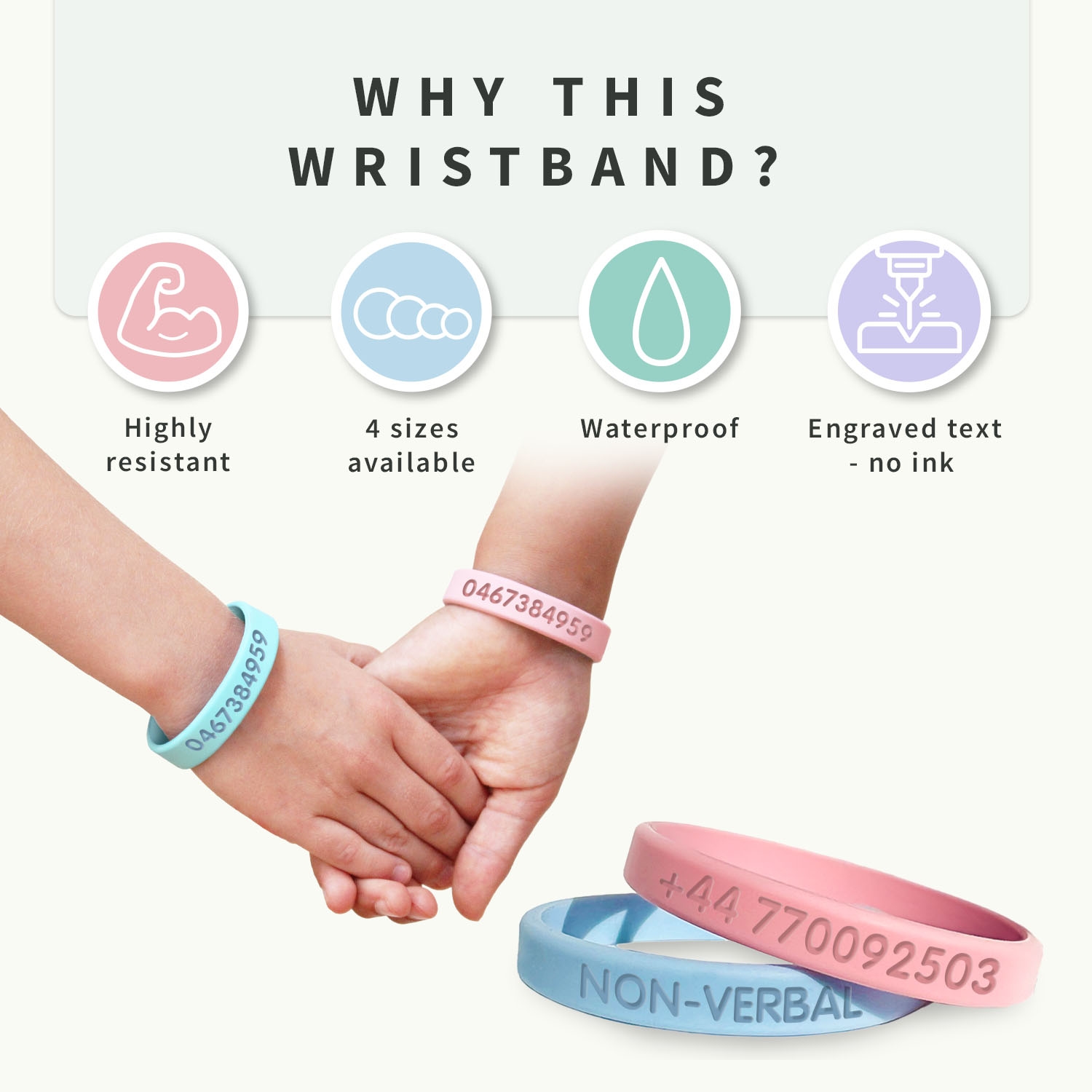Duo Pack SOS Personalised Wristbands