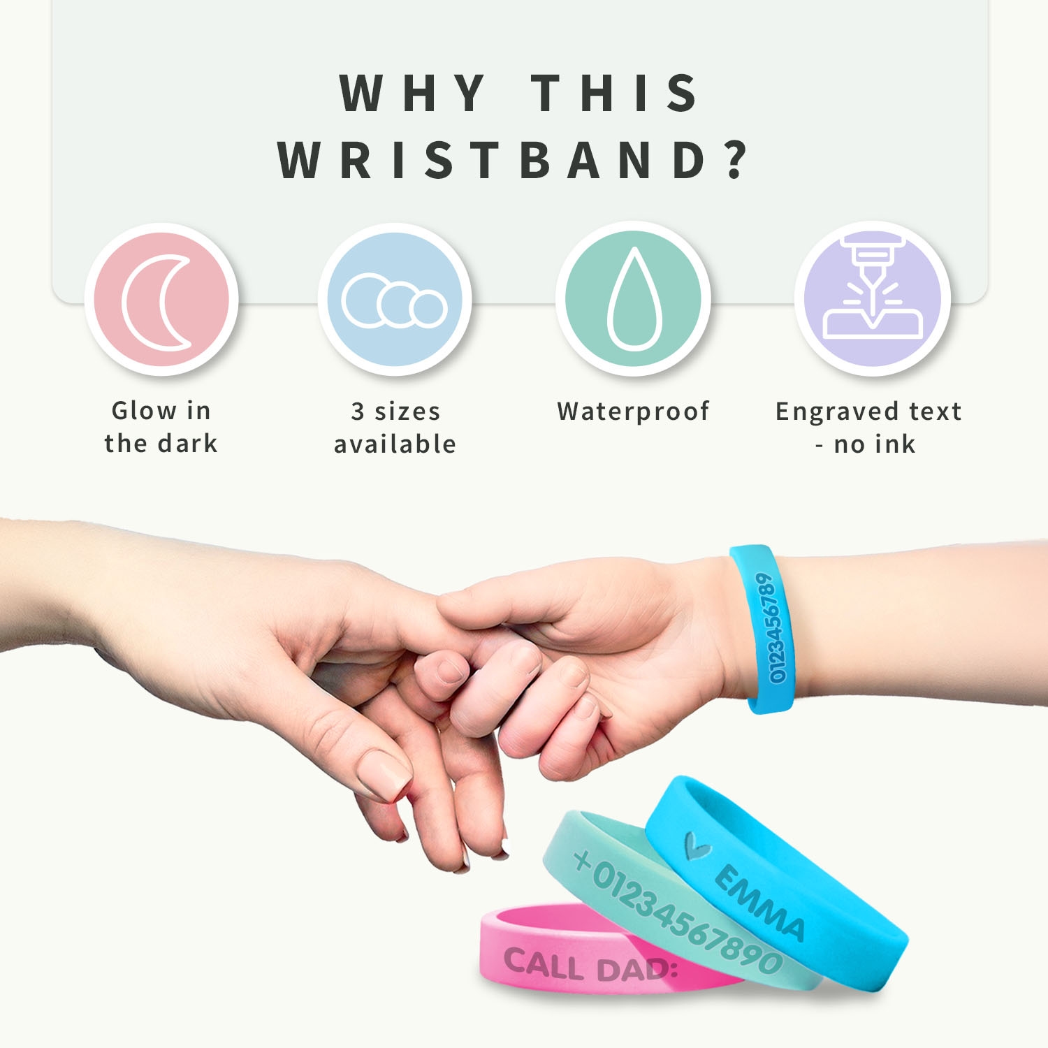 SOS ID Bracelet - Glow in the dark