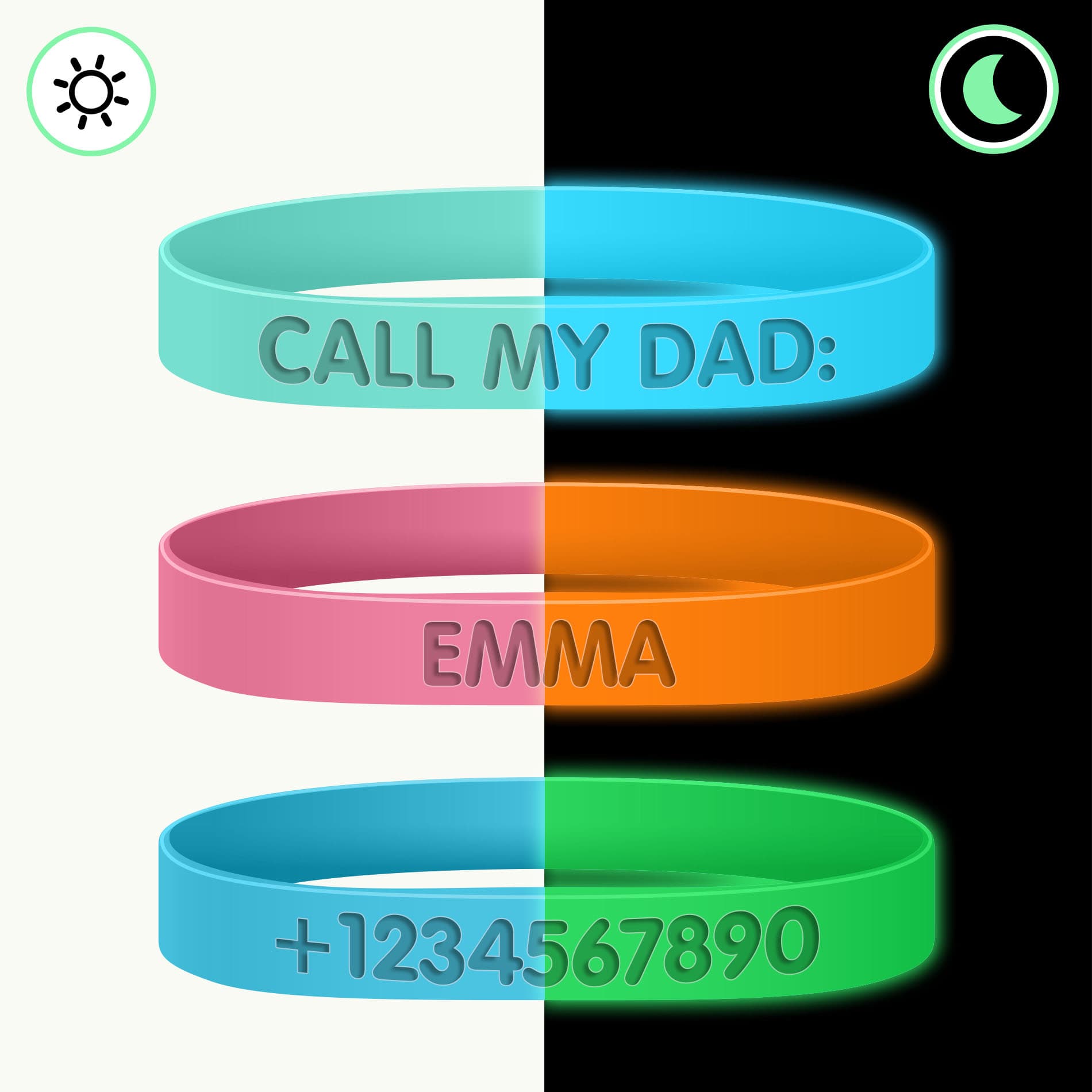 SOS ID Bracelet - Glow in the dark