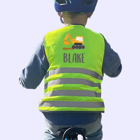 Fluorescent safety vest child with name - Theme