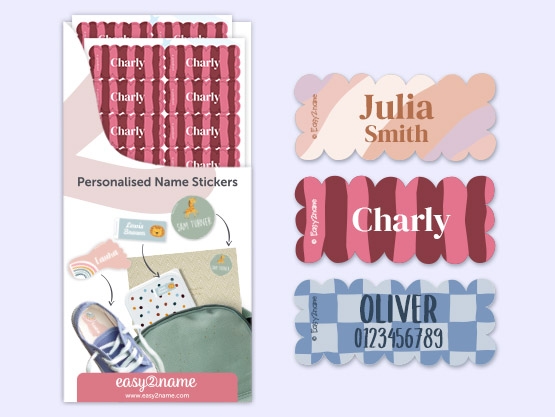 Wave Design Name Stickers