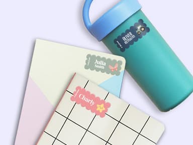 Wave Themed Name Stickers