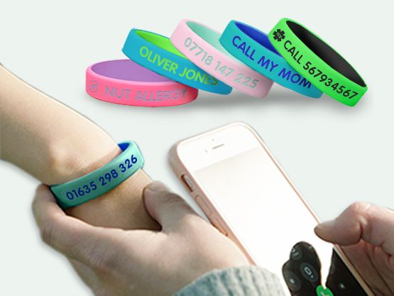 Two Tone SOS Wristband for Children with Name and Phone Number